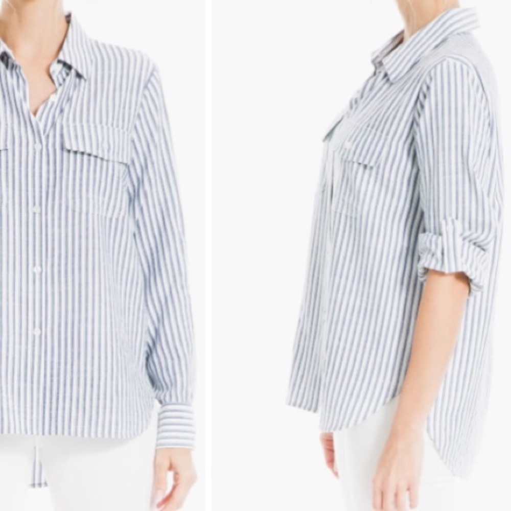 Max Studio Stripe Button Down Shirt - Picture 2 of 5